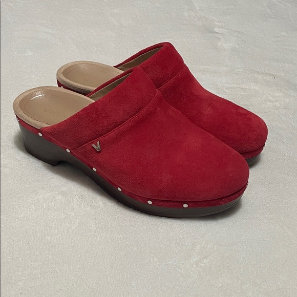 Vionic Kacie Women's Red Suede Mule Clog Slip On Sz 8M - Picture 2 of 11